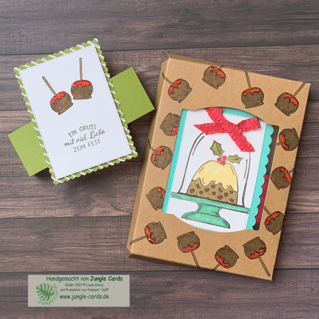 Geschenkverpackung, Bratapfel, Weihnachtsgruß, Colorieren, Weihnachtskarte