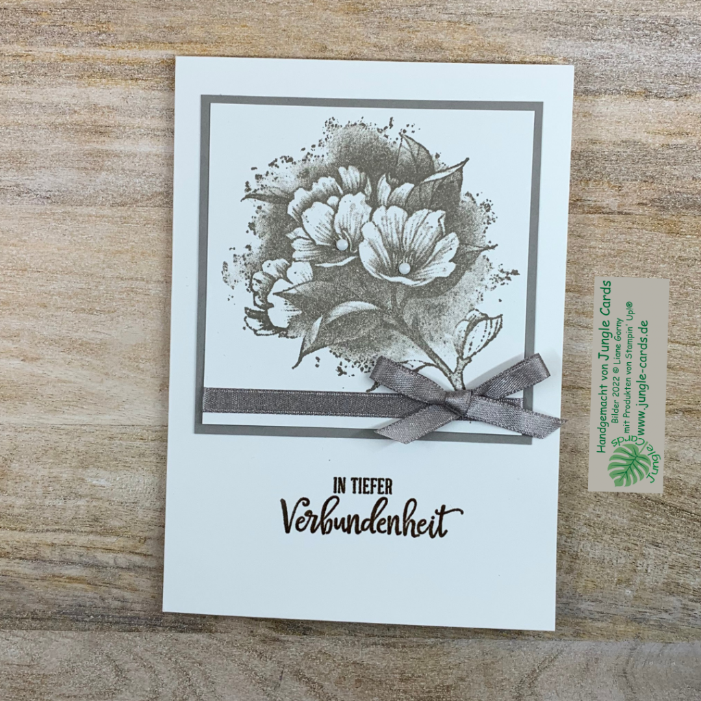 Trauerkarte, Vintage Blumen, Granit