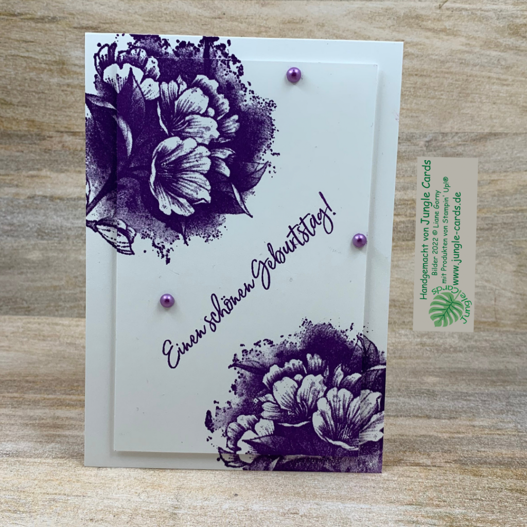 Double-Layer Karte, Vintage Blüten, Geburtstagskarte