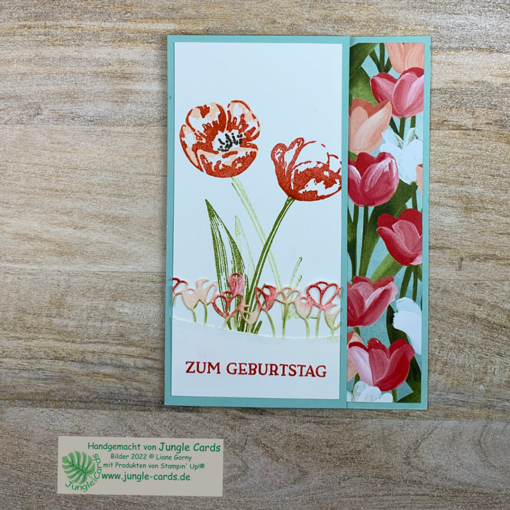 Sag's mit Tulpen,
Geburtstagskarte, Fun Fold Karte