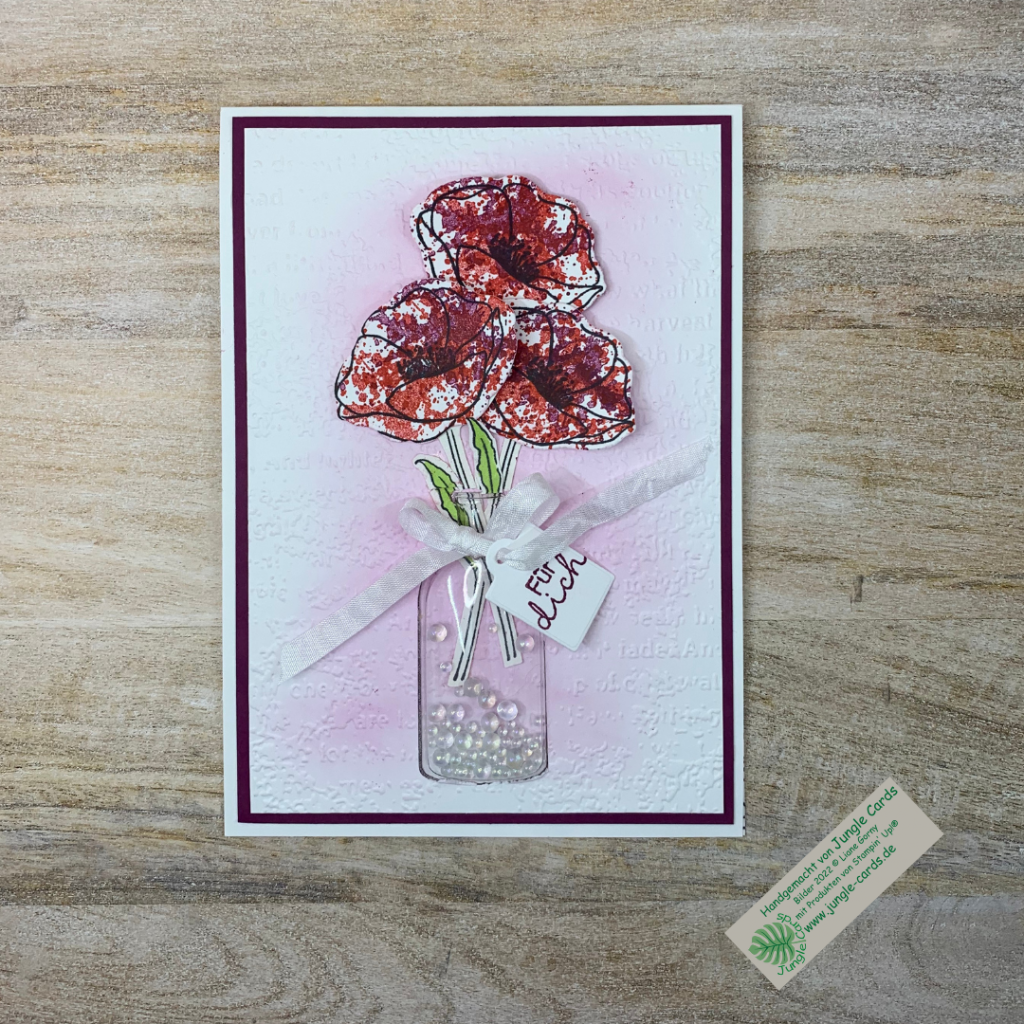 Geburstagsblumen aus Papier, Mohnblumen, Schüttelkarte